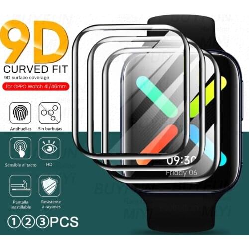 1-3PCS 9D Curved Soft Fiber Protective Glass For OPPO Watch 41MM 46MM Smartwatch Screen Protectors Film Cover Smart Accessories