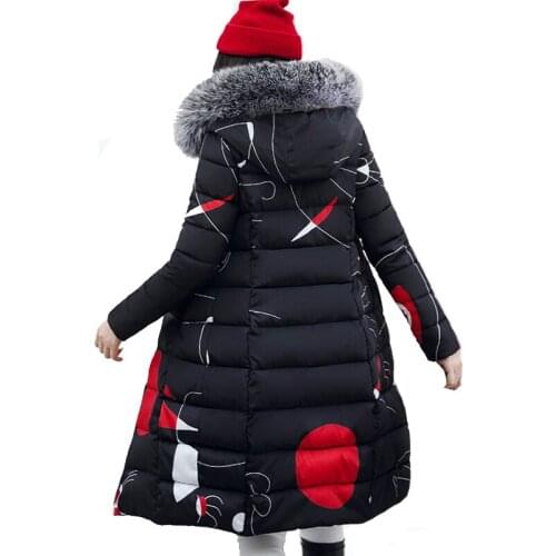 Womens Coat Long Lady Winter Parkas Jackets Fur Collar Thick Hood Full Outerwear Pop Warm Casaco Feminina Inverno Thicken