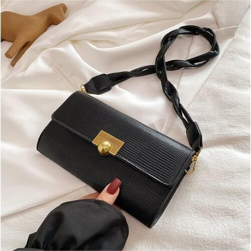 2021 Brand New Womens Small Baguette Purse Retro Faux Leather Flap Shoulder Bag Work Travel Ladies Elegant Bag High Quality