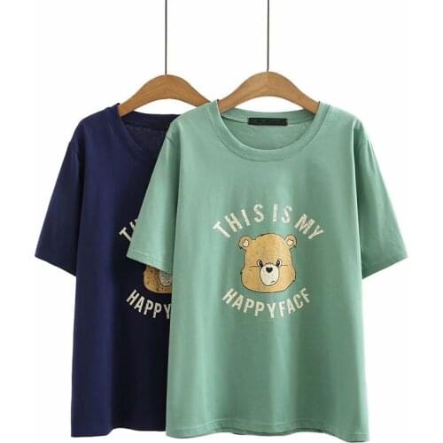 Plus Size T-Shirt For Women Knitted Cotton Stretch Fabric O-Neck Short Sleeve Print Pattern Large size Summer Dress For Fatlady