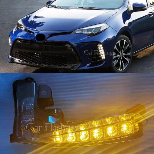 1Pair Led DRL Front Bumper Fog Lights Fog Light Driving Fog Lamp cover Frame for Toyota Corolla SE XSE 2017 2018 2019