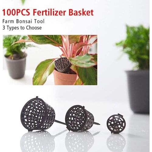 100pcs Fertilizer Basket Fertilizer Case Bonsai Tool Fertilizer Cover Basket Box Dome Case Soft Plant Case Portable Nursery Pots