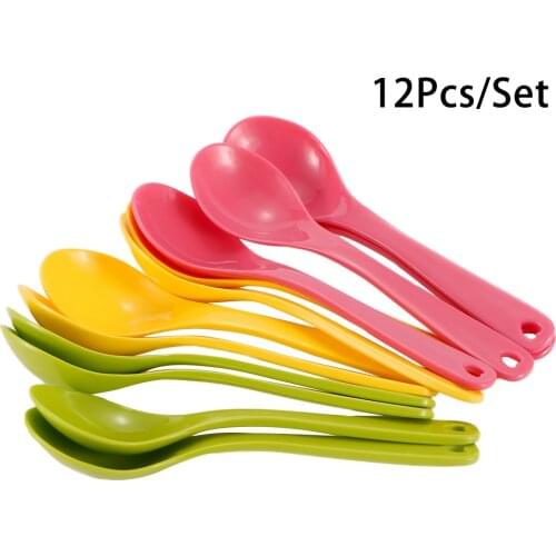 12Pcs/lot Baby Toddler Feeding Spoon Safe Plastic Baby Training Eating Spoon Set Food New Useful Tableware High quality