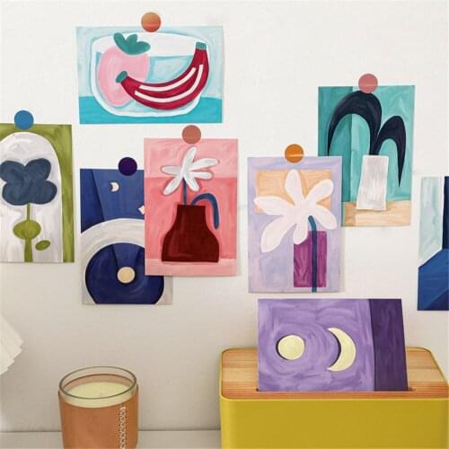 15Pcs Cartoon Drawing Childrens Art Training Card Wall Stickers Photography Props Flower and Animal Accessories Art Home Decor