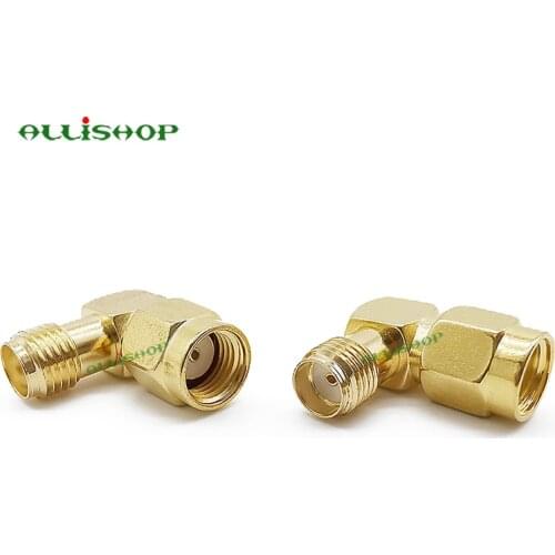2Pcs RP SMA male to SMA female jack right angle 90 degree RF coaxial connector adapter