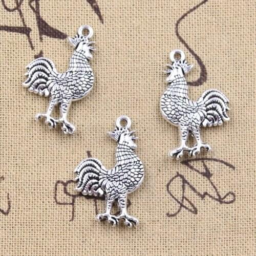 5pcs Charms cock rooster 30x19x5mm Antique Silver Color Pendants Making DIY Handmade Tibetan Finding Jewelry