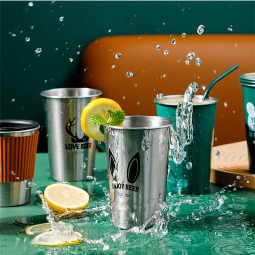 500 Ml Portable Stainless Steel Metal Beer Animal Cup Wine Cups Coffee Tumbler Tea Milk Mugs Home For Camping Straw Mouth Cup