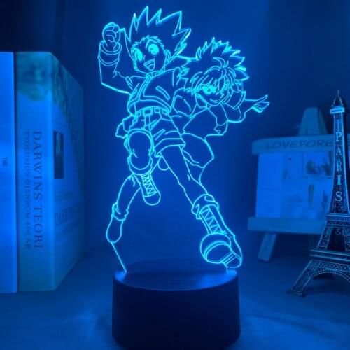 Acrylic Anime 3d Lamp Hunter X Hunter Killua and Gon for Bedroom Decor Nightlight Birthday Gift Led Night Light Manga Hxh Killua