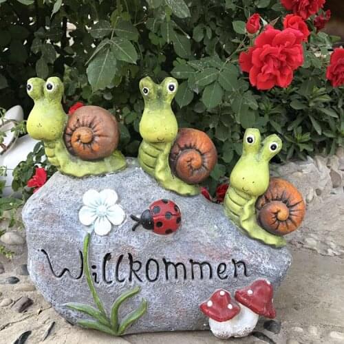 American Style Simulation Snail Welcome Card Micro Landscape Ornaments Garden Pastoral Creative Kindergarten Decorations