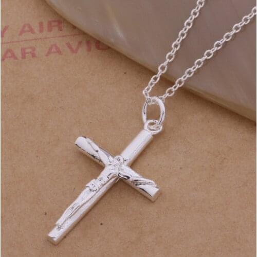 AN114 Hot sterling Necklace fashion jewelry pendant crucifix /ggoaoxva alcajcja silver color