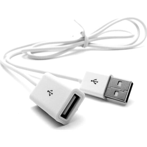 White PVC Metal USB 2.0 Male to Female Extension Adapter Cable Cord 1m 3Ft