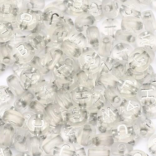 Mixed Clear Letter Acrylic Beads Round Flat Loose Spacer Alphabet Beads For Jewelry Making Diy Bracelet Necklace Accessories 7mm