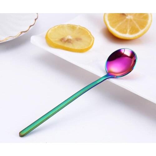 Household Stainless Steel Round Head Coffee Spoon Stirring Spoon Kitchen Utensil Teaspoon Ice Cream Dessert Spoon Tableware