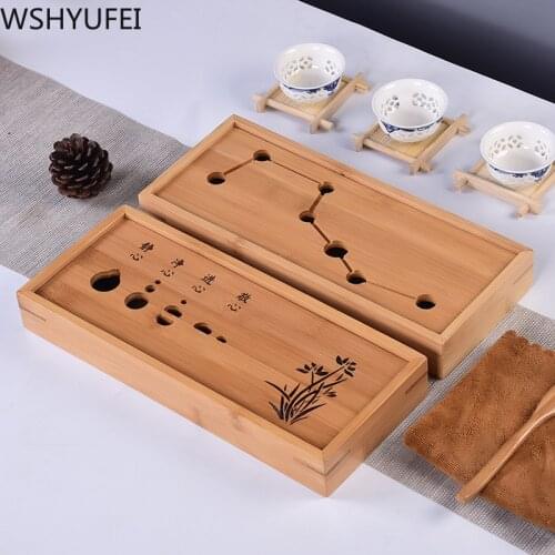 WSHYUFEI Seven star Tea Set Chinese Natural Bamboo Tea Tray Rectangular Traditional Bamboo Puer Tea Tray Chahai Tea Table