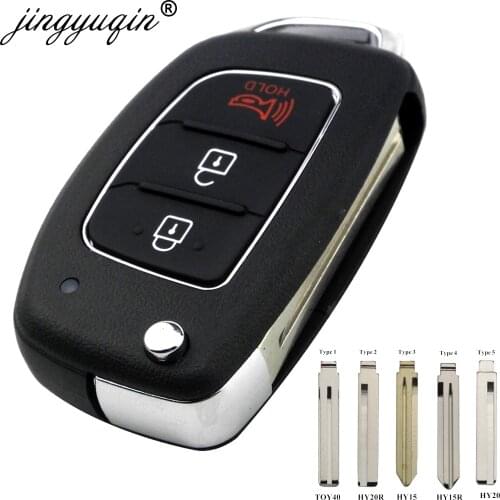 Jingyuqin 3 Buttons Remote Car Key Case For Hyundai HB20 IX35 I45 SANTA FE Accent I40 I20 HY15/HY20/TOY40 Uncut Blade Fob shell