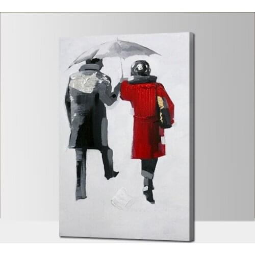 Pure Hand painted Canvas painting Umbrella Lovers Modern Cuardros decoracion Home Wall Art Abstract Oil Painting living room