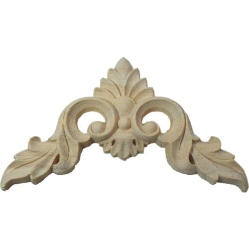 Wood Carved Corner Furniture Home Decorations Unpainted Applique Wood Carving Furniture Door Decoration Figurines Miniatures