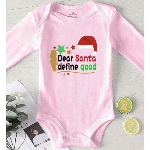 Baby Onesie Infant Outfit Boy Girls Winter Clothing Cotton Dear Santa Define Good Printed Clothes for Newborns Kids' Things