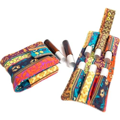 6PCS/Pack 10ml Rolling Bottle Essential Oil Bag Storage Box Canvas Case Essential Oil Storage Bags Fame Style