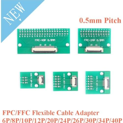 FPC/FFC Flexible Cable Adapter Board 0.5mm Pitch 6P/8P/10P/12P/20P/24P/26P/30P/34P/40P 2.54mm 1.0mm SMT Connector Flat Cable