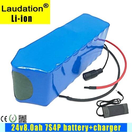 Laudation Bateria 24 v 8 Ah 18650 BMS 7 s 4 p Li ion Batteries for Powerful Electric Bike Motor Ebike+2a Charger Free Shipping