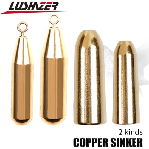 LUSHAZER 5pcs/lot cylinder shape copper Dropshot weight 1.8g 3.5g 5g 7g 10g drop shot sinker fishing weights Fishing Tackle