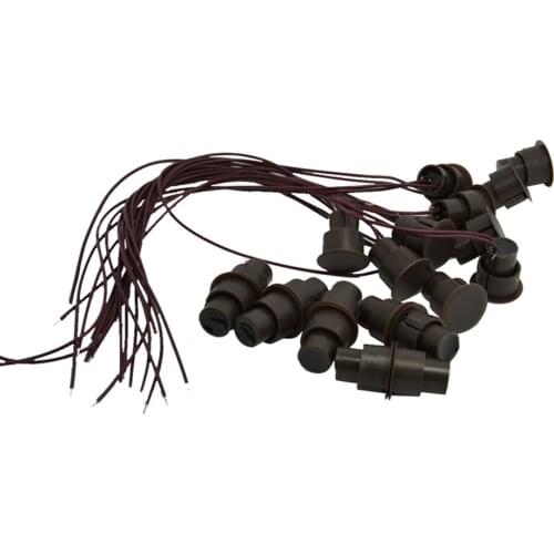 10 pieces Brown Color Wired Magnetic Switch Door Open Alarm Sensor Security Magnet Window Alarm NO signal For security home