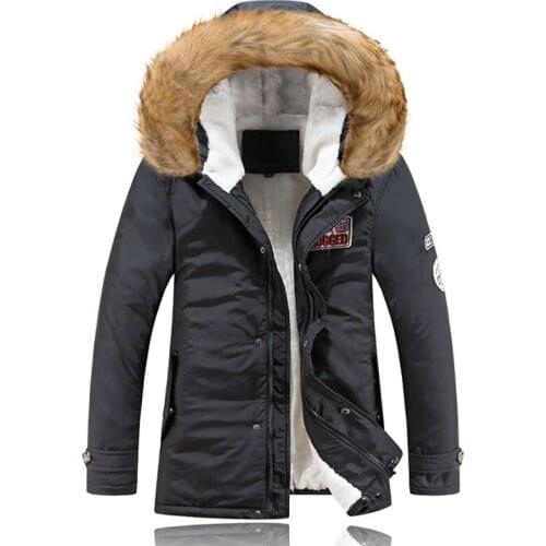 Mens Parkas Winter Warm Jacket Coats Men Fashion Casual Mens Winter Jackets and Coats Fleece Parkas Collar Detachable Clothes