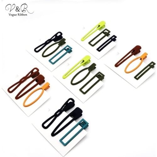 Geometric Hair Clips Set Flocking/ Rubber Coated Surface Colorful Hair Clip Girls Hair Accessories Hair Pins 2020 New Trendy