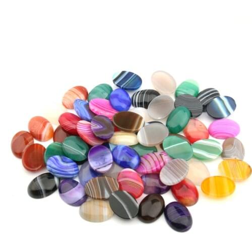 Natural Stone Striped Agates Cabochon No Hole Beads Elliptical Shape Loose Beads For Making Jewelry DIY Ring Accessories