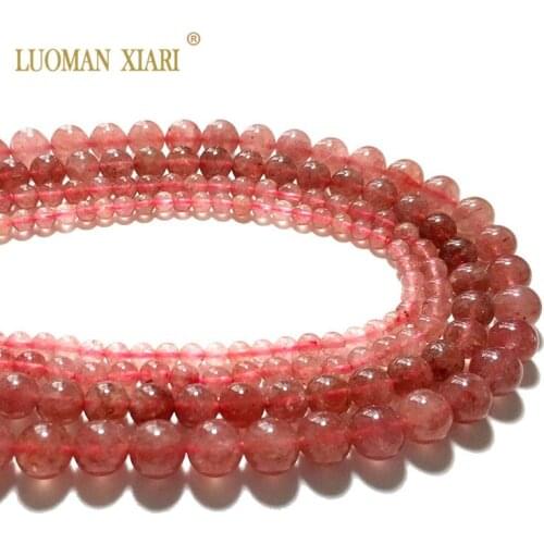 Wholesale 100% Natural AAA+ Strawber Quartz Crystal Stone Beads For Jewelry Making DIY Bracelet Necklace 4/6/8/10mm Strand 15