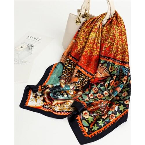 Fashion Silk Square Scarf Women Shawls Luxury Print Headscarf Hair Band Retro Female Neckerchief Ladies Hijab Pashmina Bandana