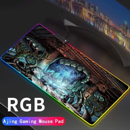 LED Light Jujutsu Kaisen Gaming Mouse Pad RGB Large Keyboard Cover Non-Slip Rubber Base Computer Carpet Desk Mat MousePad