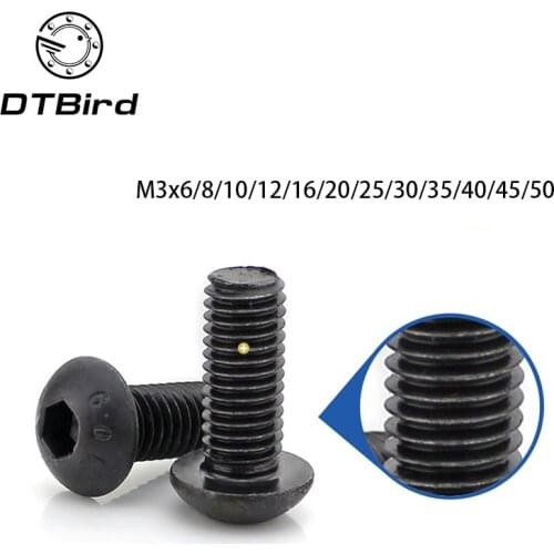 Free shipping 100PCS M3 series 10.9 round Pan head hex M3*6/8/10/12-50 mm the mushroom socket screws