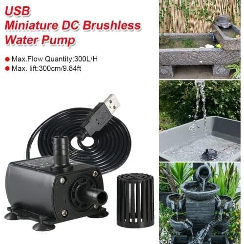 Water Pump DC5V Ultra-quiet Brushless Waterproof Submersible Pond Fountain Pool Aquarium accessories 300L/H Lift Water Pump