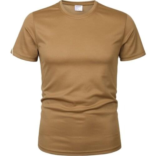 Military Clothing Tactical Mens Tee Shirt Round Neck Solid Shirt Short Sleeve Breathable quick-drying Casual Shirt