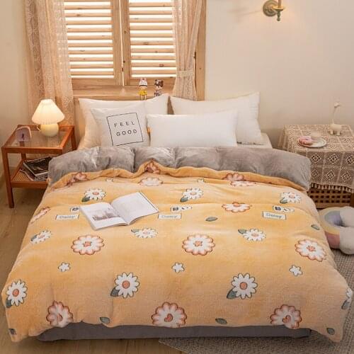 Yellow chrysanthemum/snowflakevelvet/single quilt cover plant flower 1pcs autumn and winter warmth and thick single quilt cover