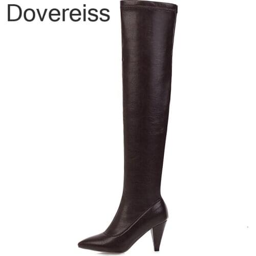 Winter For Woman Fashion Sexy Pointed Toe Shoes Brown Clear Heels Boots Over The Knee Boots Strange Style Heels 41 42 43