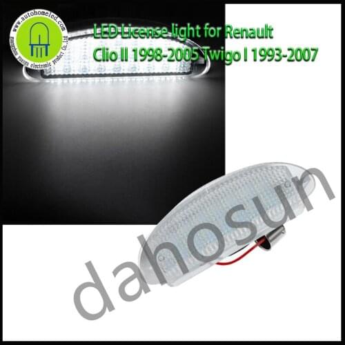 1Pcs Dahosun White LED License Number Plate Light for Renault Clio Sport MK2 Clio II (98-05) Twingo I (93-07)