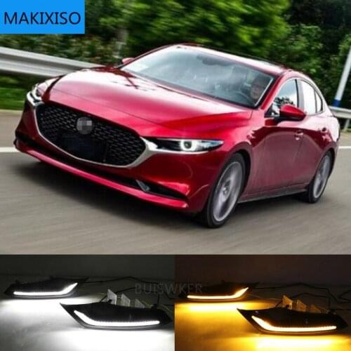 2pcs DRL for Mazda 3 axela 2019 2020 12V LED car DRL Driving daytime running light fog lamp with dimming turn Signal style Relay