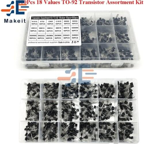 900Pcs/set 18 Values TO-92 Transistor Assortment Kit A1015 C1815 S9018 2N2222 2N5551 S8050 PNP NPN Transistors Triode Pack