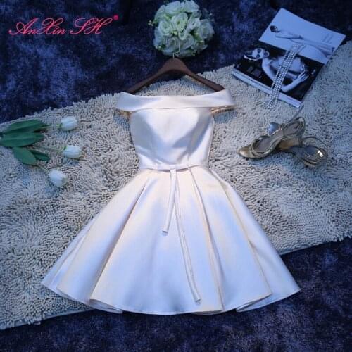AXJFU white bow short evening dress luxury princess white stain vintage evening dress sleeveless bow little white dress