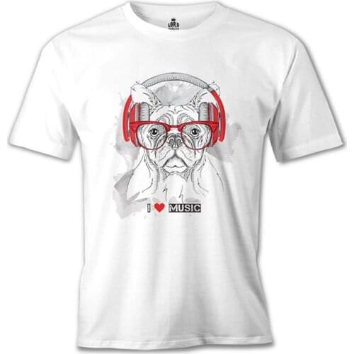 Dog Music Printed White Men Women Unisex Tshirt High Quality Famous Turkish Fabric Textile T-shirt Production