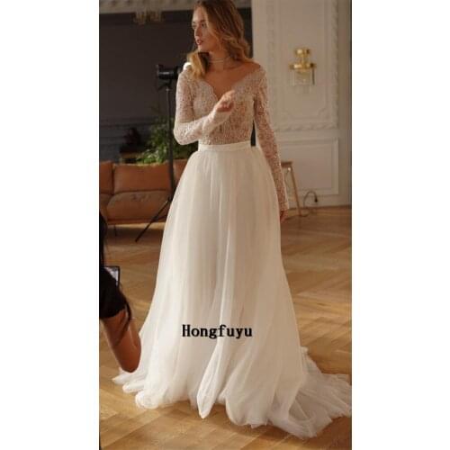 Princess White Lace Wedding Dress 2021 Long Sleeve A-Line Bridal Gowns Custom Made Свадебное платье