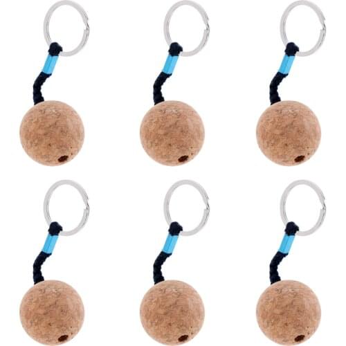 6Pcs Floating Cork Ball Keychain with Keyring Safety 35mm Floatable Keys Floater for all Water Sports Floating Cork Keyring