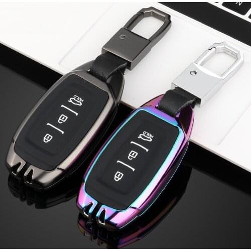 Zinc alloy Car Key Case For Hyundai Santa Fe TM 2019 I30 2018 Solaris Azera Elantra Grandeur Accent Keychain Holder Protector