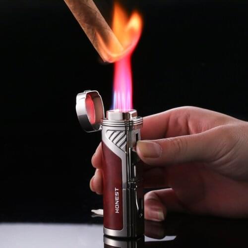 Honest Metal Jet Torch Turbo Lighter Windproof Red Flame Gas Butane Lighter 4 Nozzles Flame Cigar Cigarette Smoking Accessories