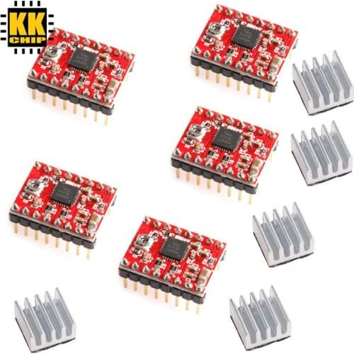 KKCHIP 3D Printer Parts Reprap Stepper Driver A4988 Stepper Motor Driver Module with Heatsink for ramps 1.4 5pcs