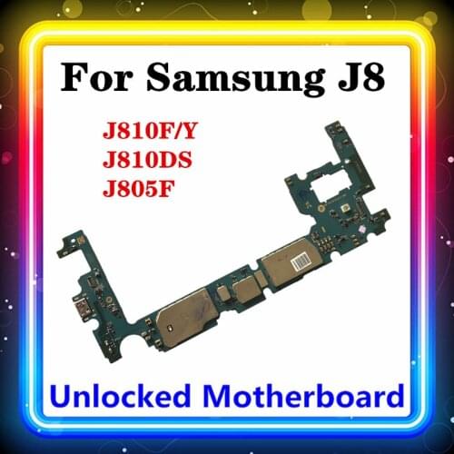 For Samsung Galaxy J8 J810F J810DS J805F Motherboard 32G/64G Android OS SINGLE/DUAL SIM With Chip Mainboard Logic Board