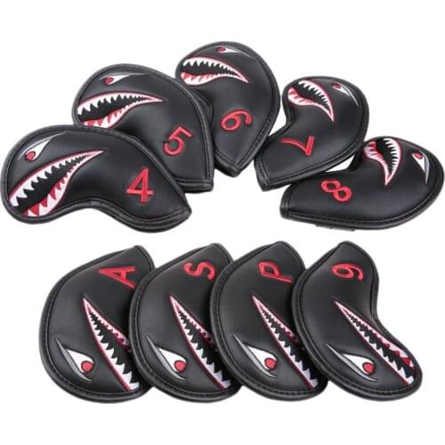 Golf Shark Golf Iron Head Cover 9PCS/Set 4 5 6 7 8 9 P S A with V-Closure for Iron Club Accessories